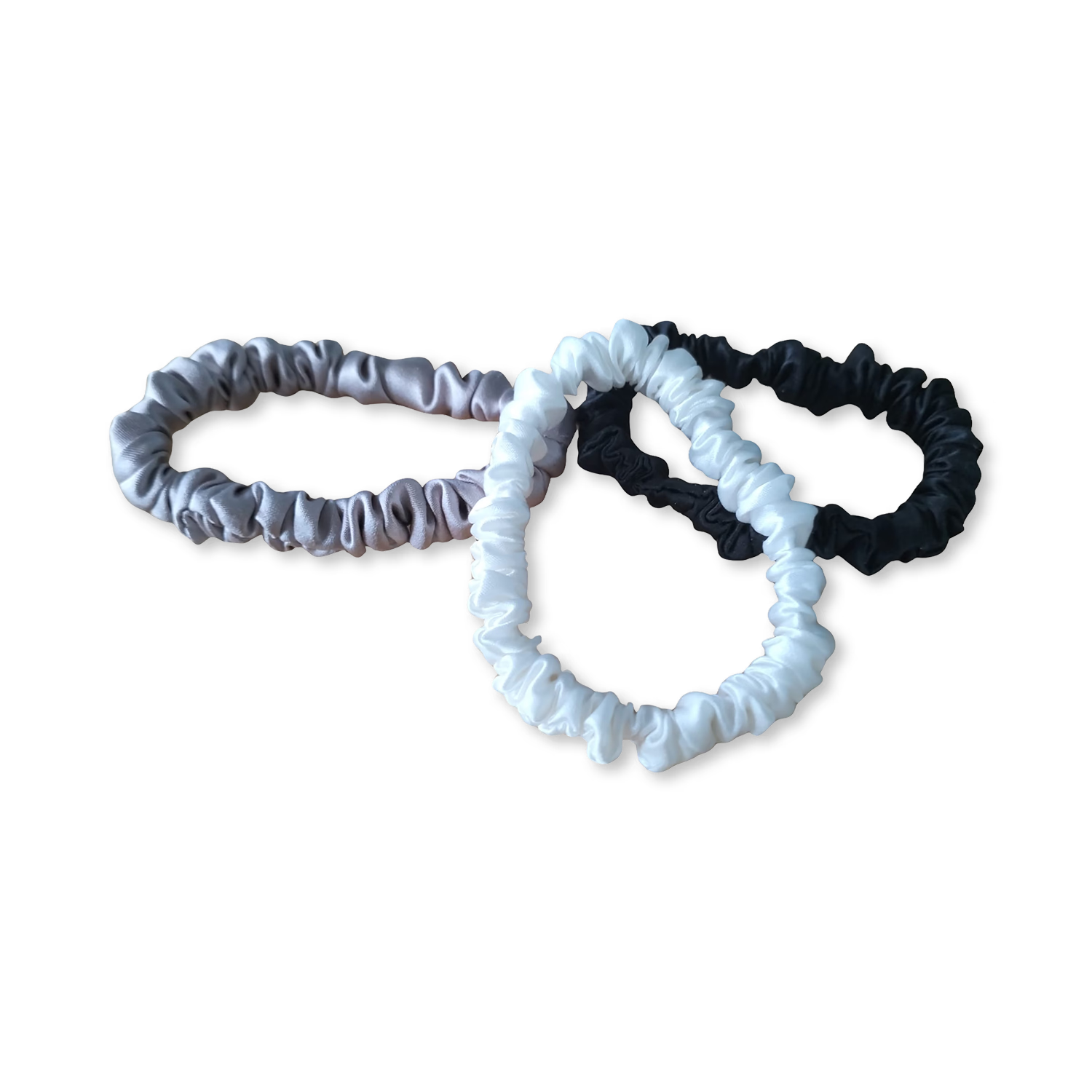 White Lotus Beauty mulberry silk scrunchies 3-pack, UK version