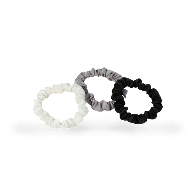 White Lotus Beauty mulberry silk scrunchies 3-pack, UK version
