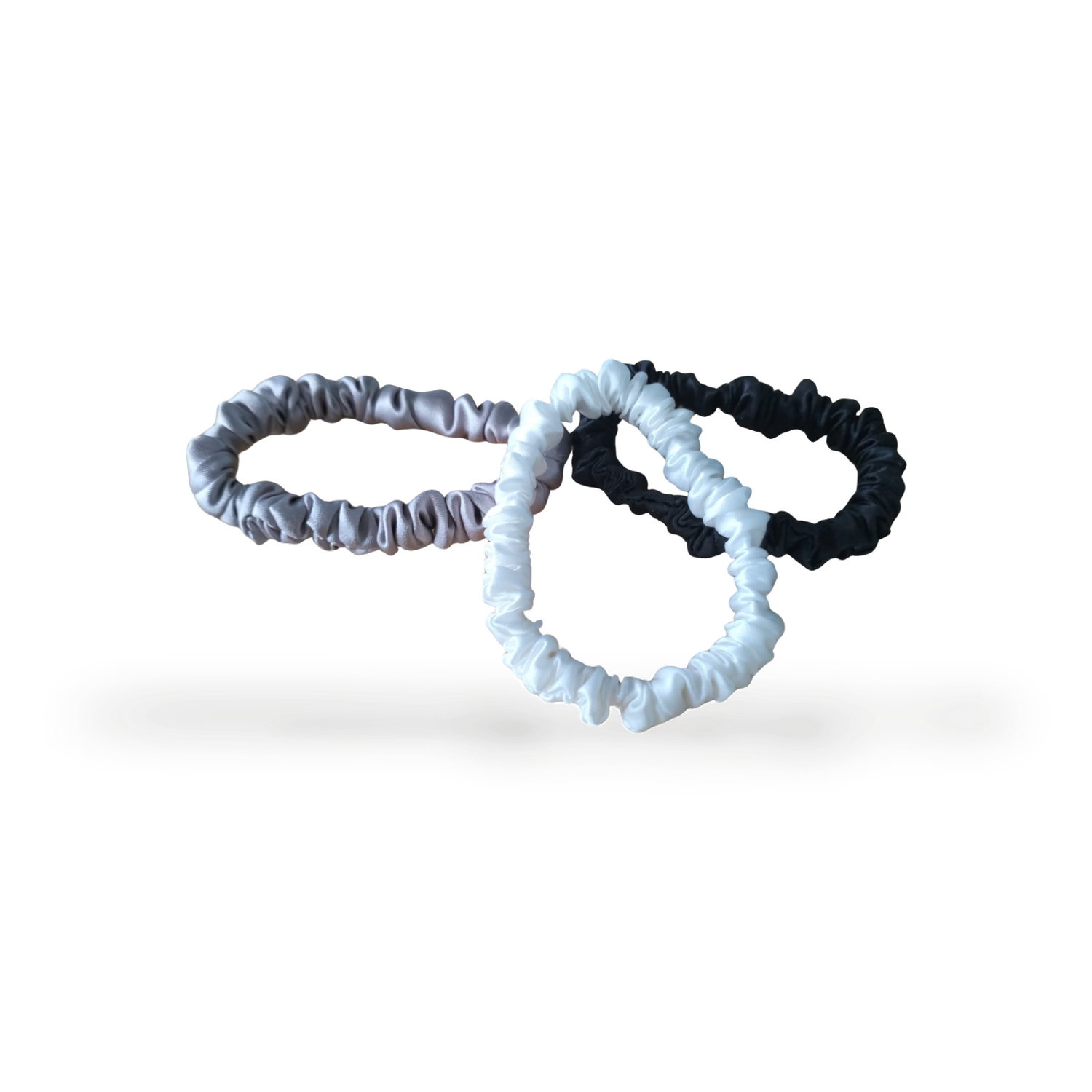 White Lotus Beauty mulberry silk scrunchies 3-pack, UK version