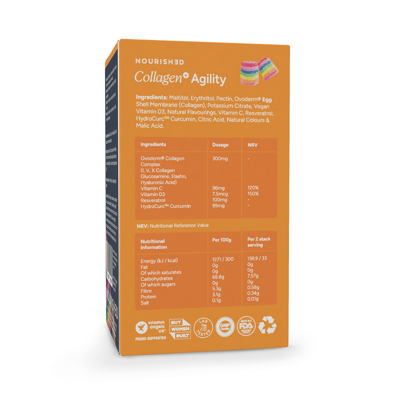 Collagen+ Agility nutrient stacks gummies 30 pack, imported from the UK