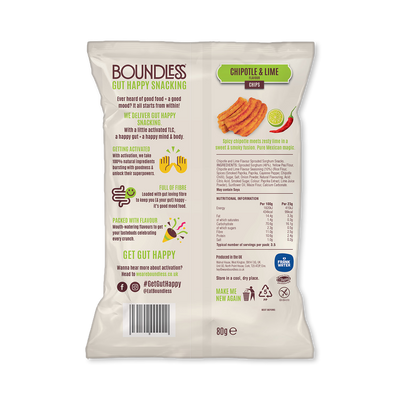Holland & Barrett Boundless Piments Chipotle & Citron Vert Chips Activées 80g - Acheter en ligne sur McGrocer