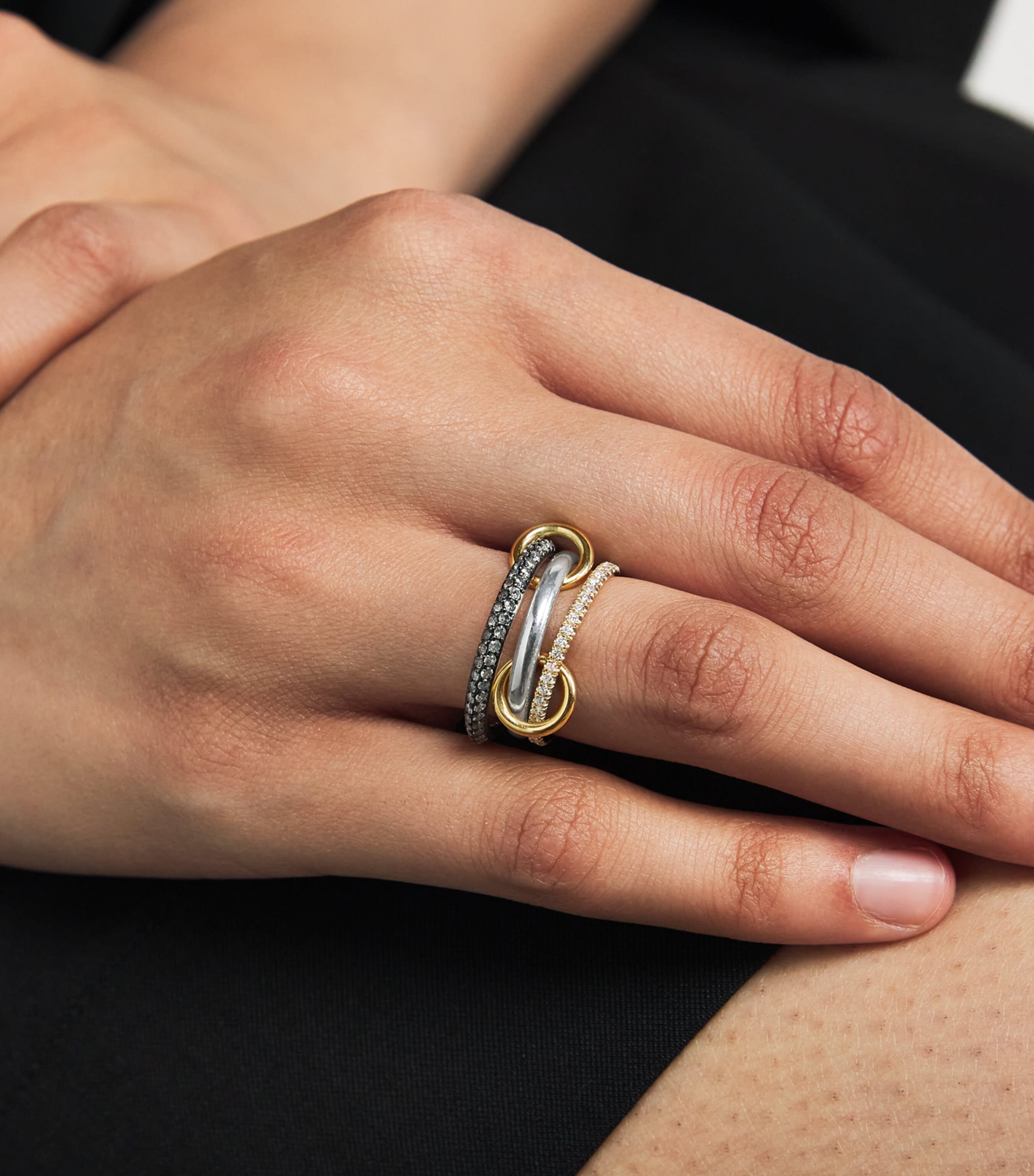Spinelli Kilcollin mixed gold and diamond Scorpio ring, imported from the UK