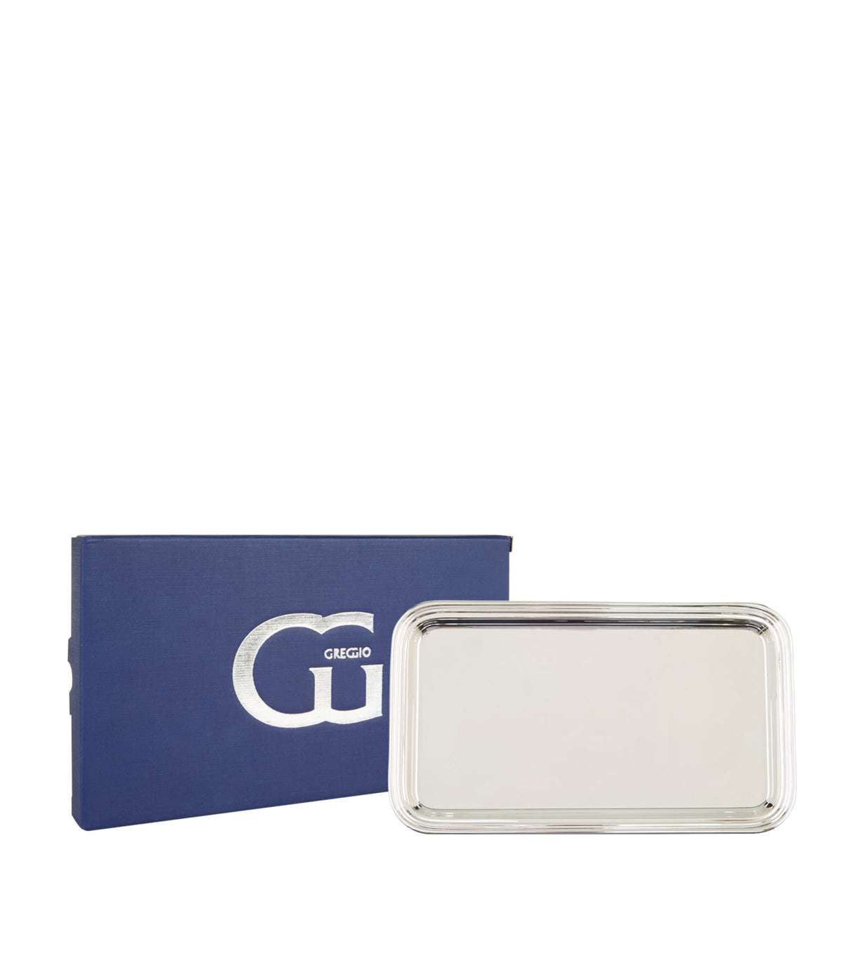 Greggio silver plated Georgian rectangular tray 18cm x 31cm, UK version