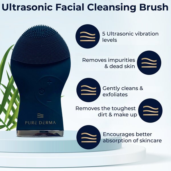 Pure Derma London Men's Ultrasonic Silicone Facial Brush, imported from the UK