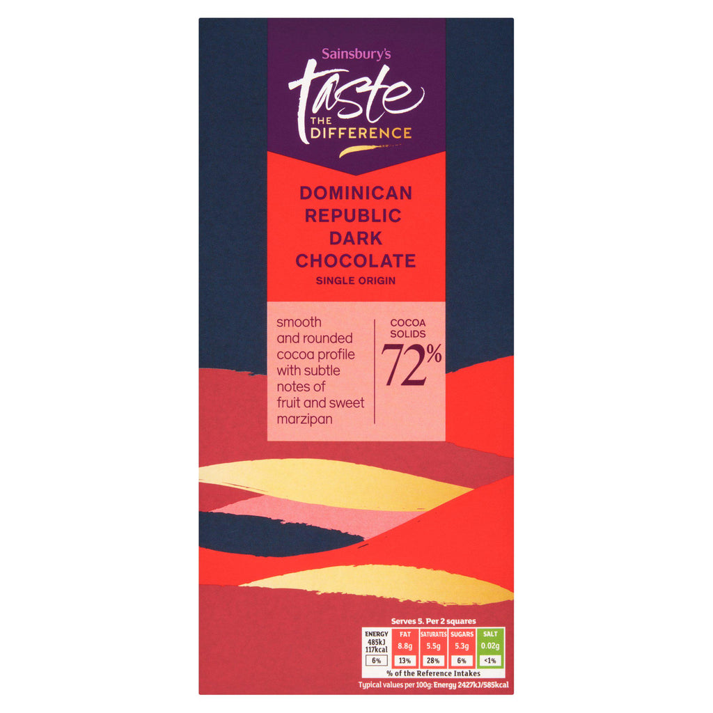 Sainsbury's Dominican Republic 72% Dark Chocolate, Taste the Difference 100g