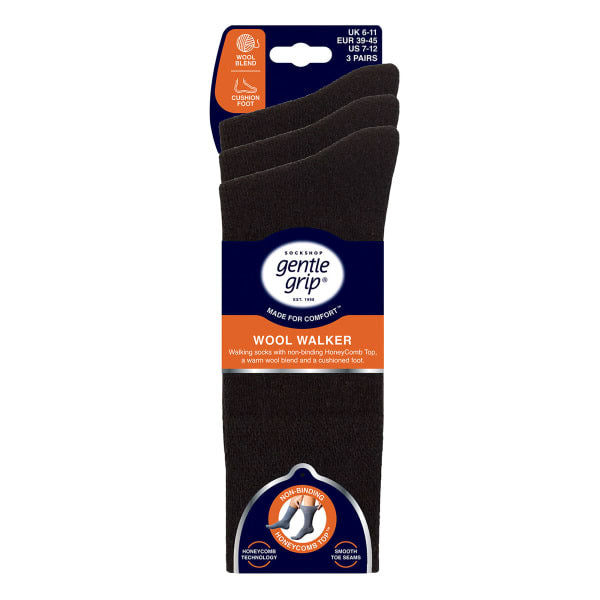 Gentle Grip men's wool boot socks 3 pack (British brand)