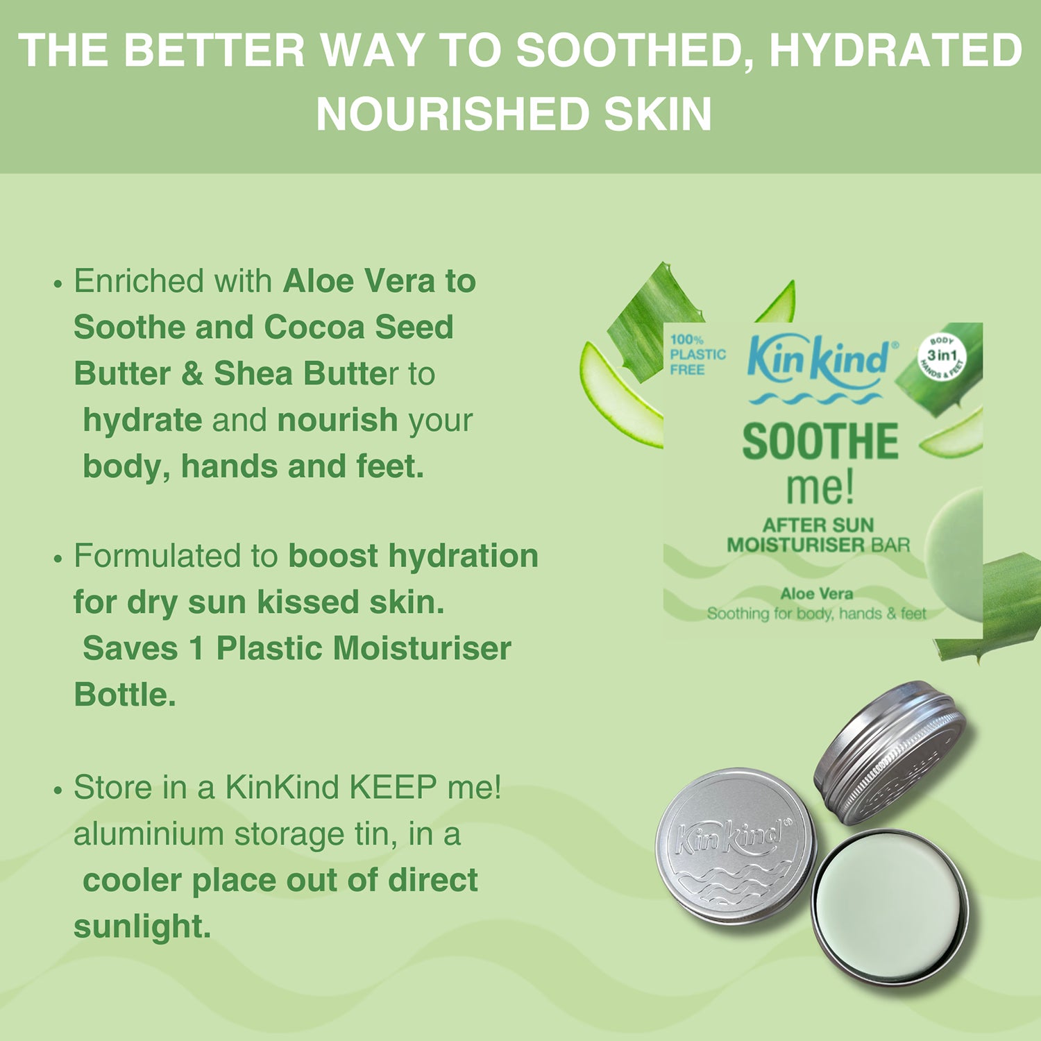 KinKind SOOTHE me after sun bar 40g - British product
