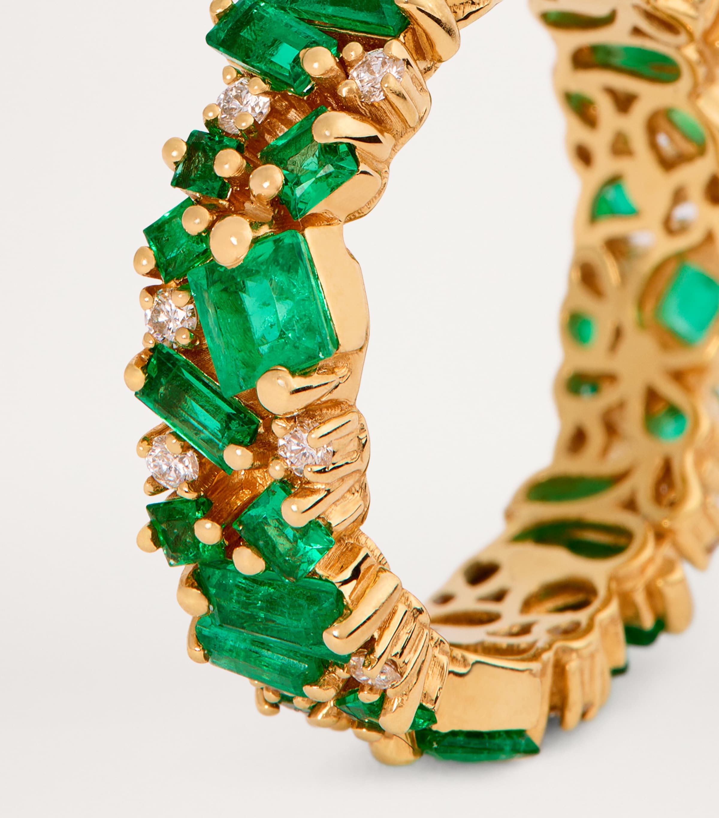 Suzanne Kalan yellow gold emerald and diamond eternity ring, UK version