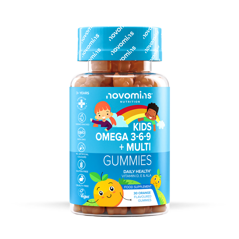 Novomins Kids Omega 3-6-9 gummies orange flavoured 30 count - British product