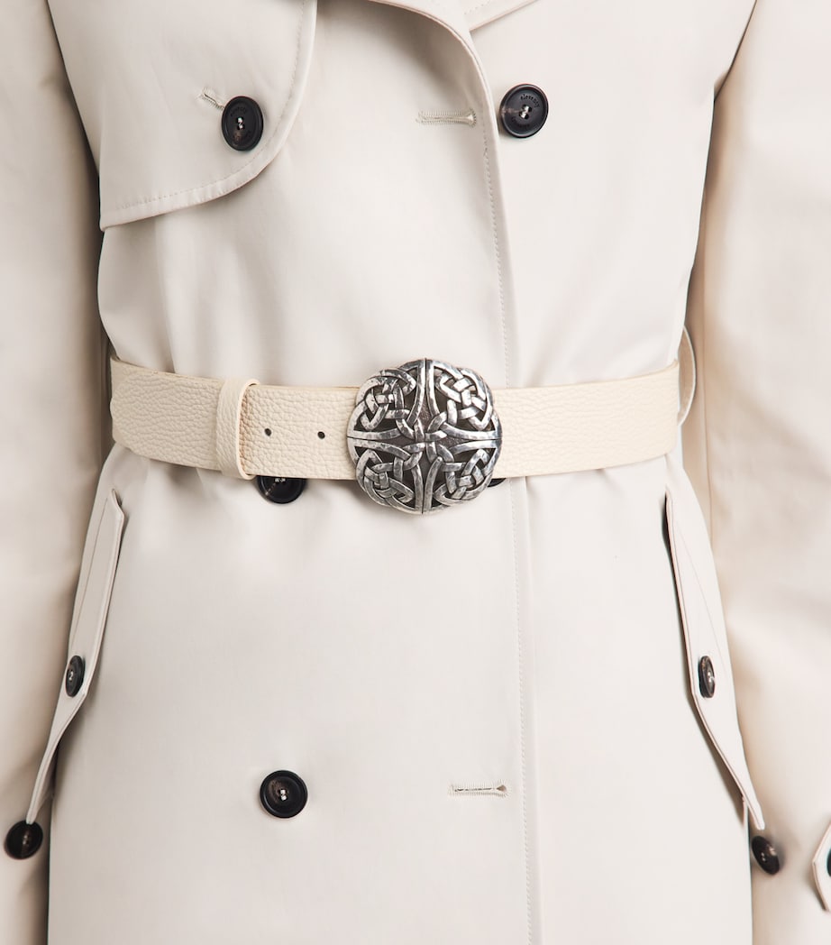 Eleventy leather woven buckle belt 8.5cm - British product