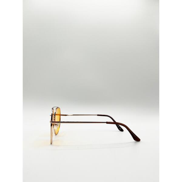 SVNX oversized aviator sunglasses with yellow lenses - British product