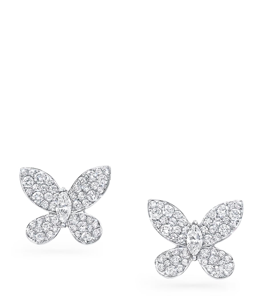 Graff white gold diamond butterfly stud earrings, UK version