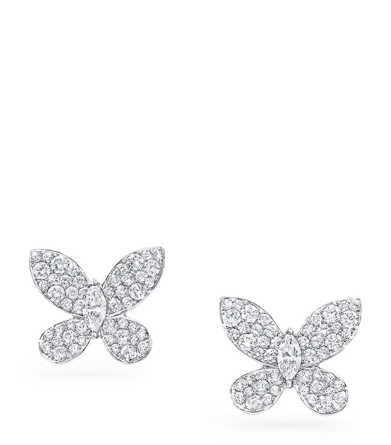 Graff white gold diamond butterfly stud earrings, UK version