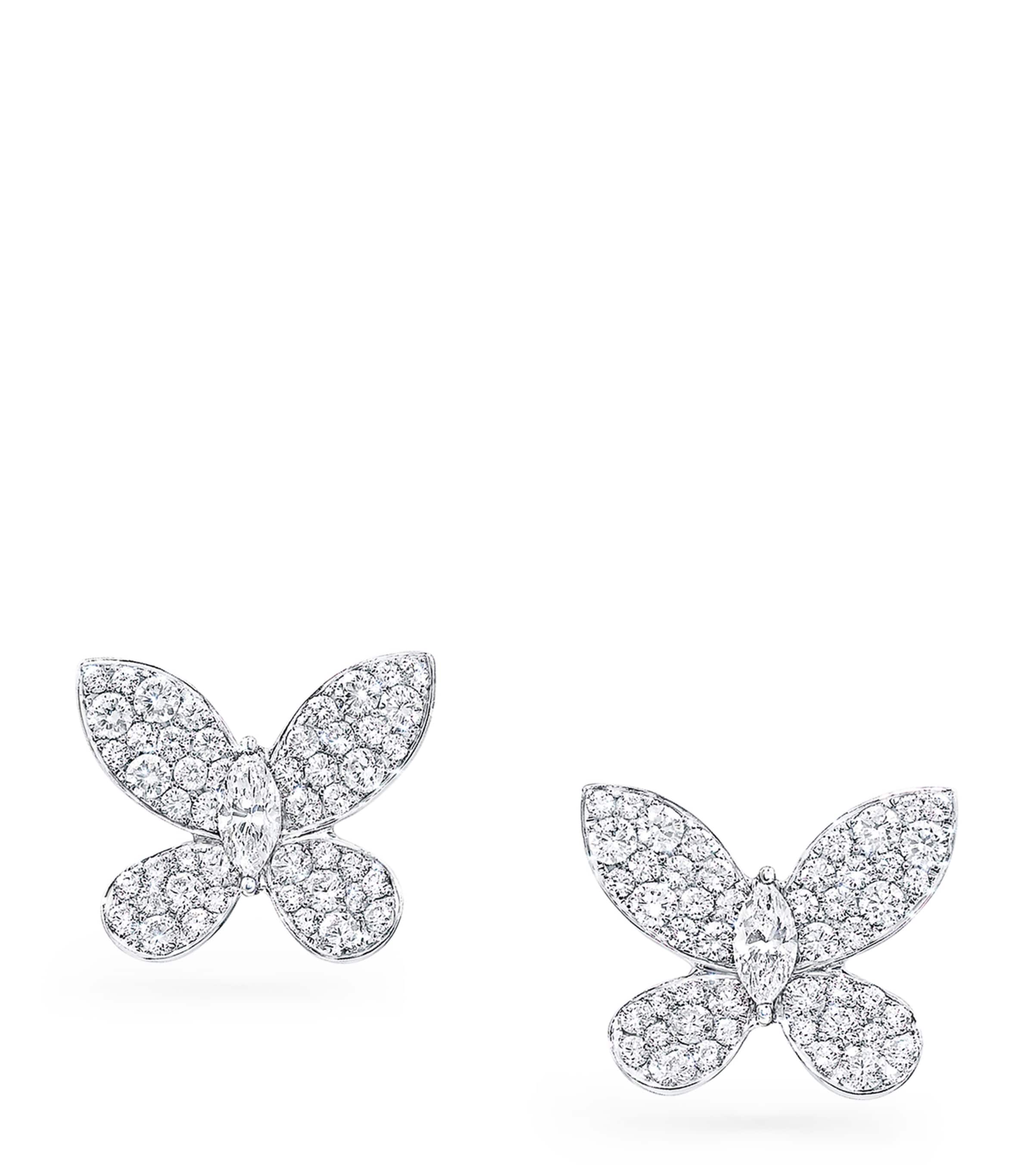 Graff white gold diamond butterfly stud earrings, UK version