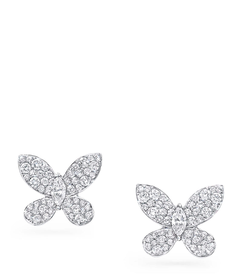 Graff white gold diamond butterfly stud earrings, UK version