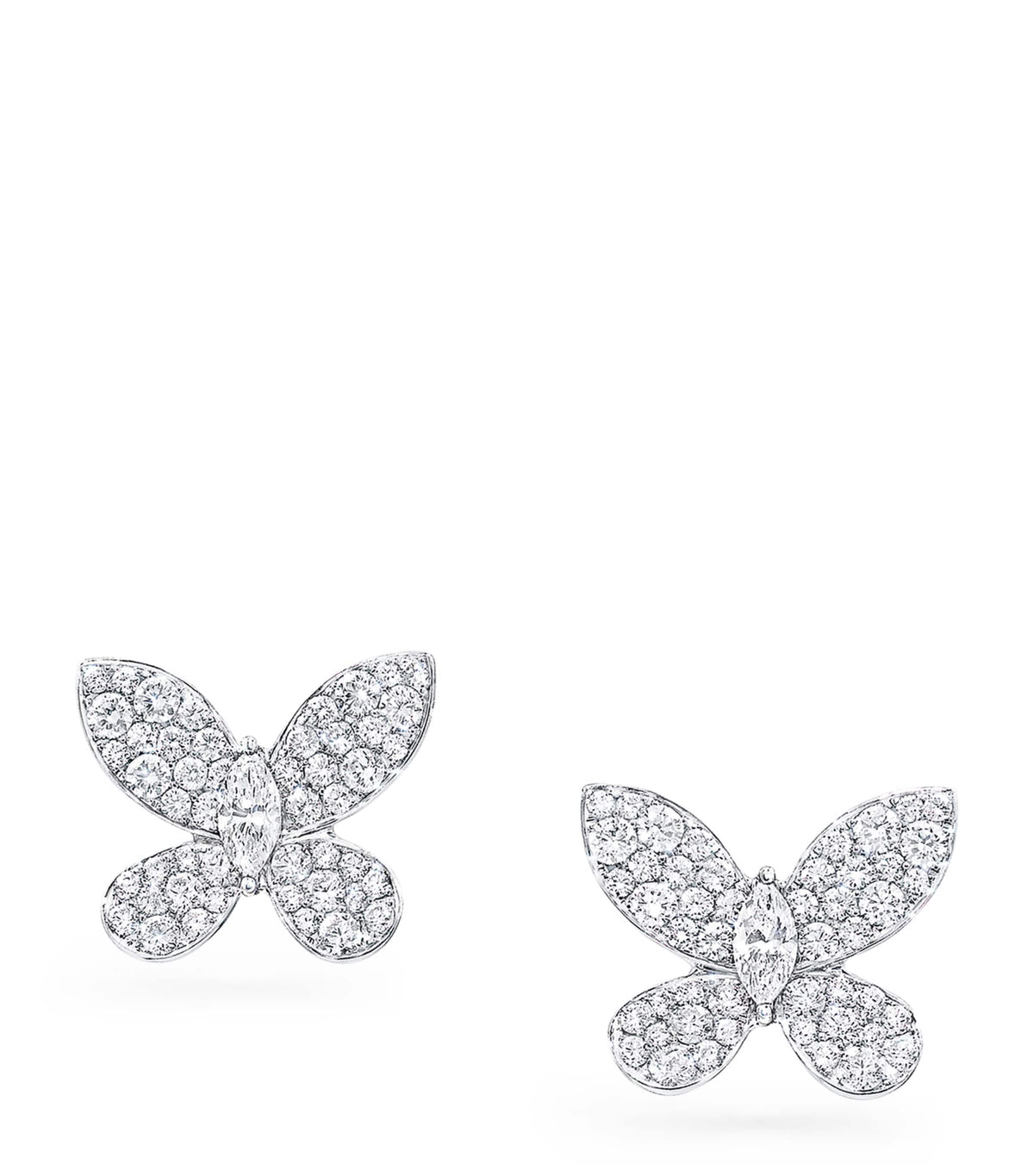 Graff white gold diamond butterfly stud earrings, UK version