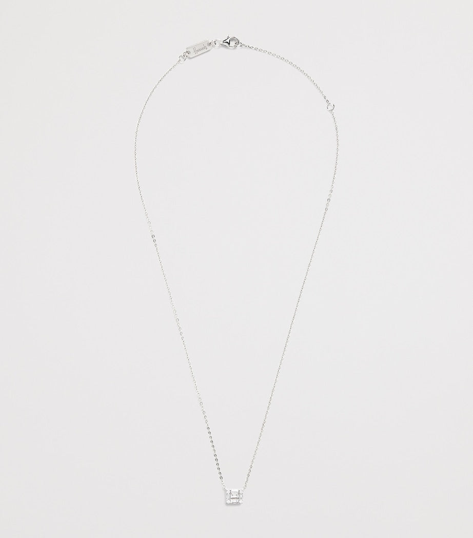 Harrods white gold diamond square illusion necklace 0.40ct, UK version