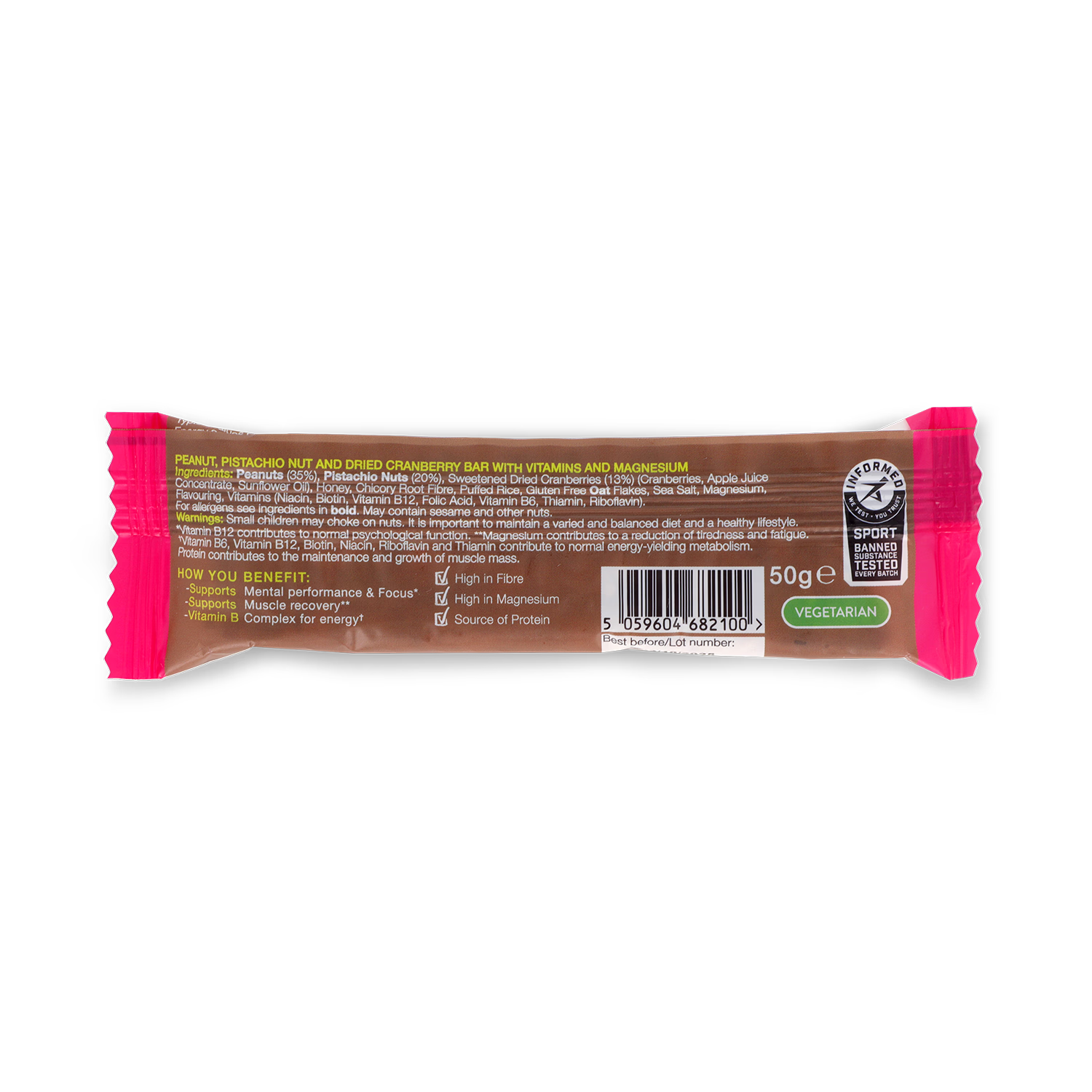 TriActive super good bar pistachio and cranberry 50g (British brand)