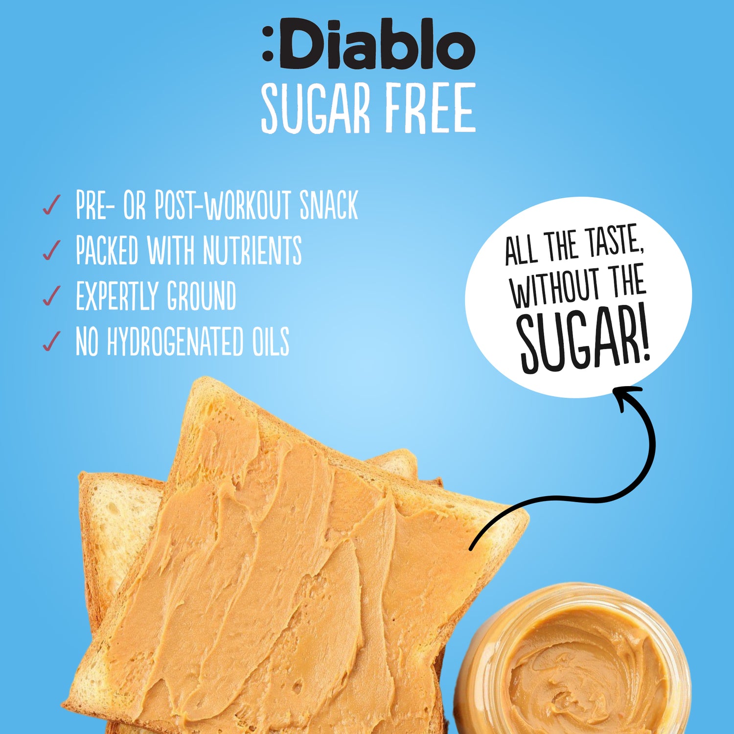 Diablo smooth peanut butter 350g pack of 12 (British brand)