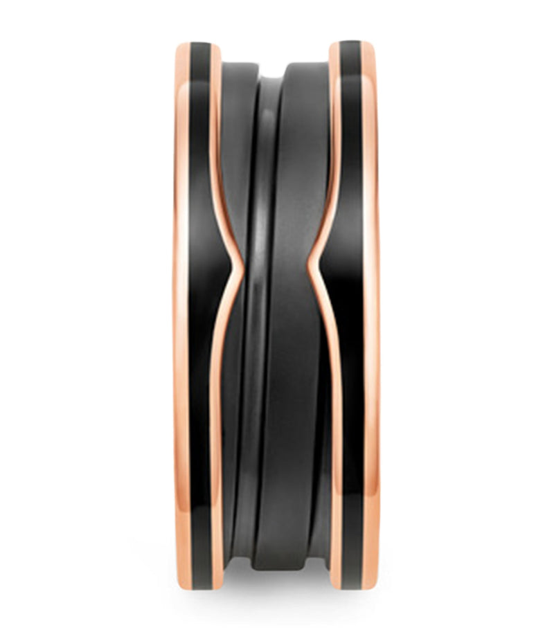 Bvlgari B.zero1 Two-Band Ring Rose Gold Black Ceramic (British brand)