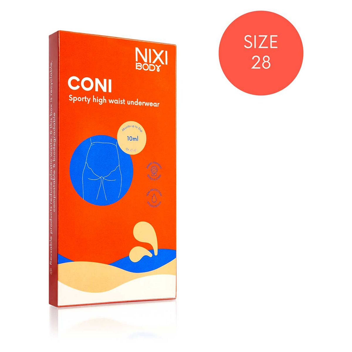 NIXI Body Coni Black 28 VPL-Free High Waist Leakproof Knickers GOODS Boots   