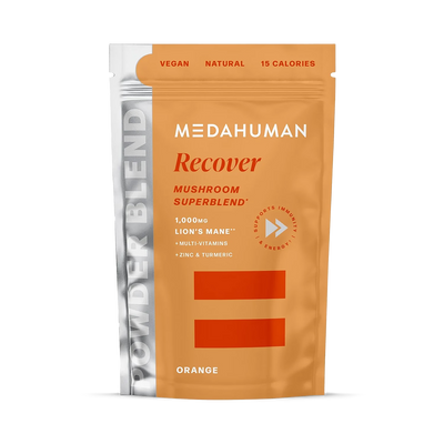 Holland & Barrett Medahuman Recover Mushroom & Adaptogen Superblend Powder Orange 150g- Buy online at McGrocer
