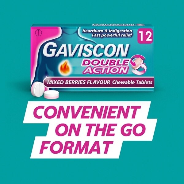 Gaviscon Heartburn Double Action Mixed Berry Tablets 12s GOODS Superdrug   