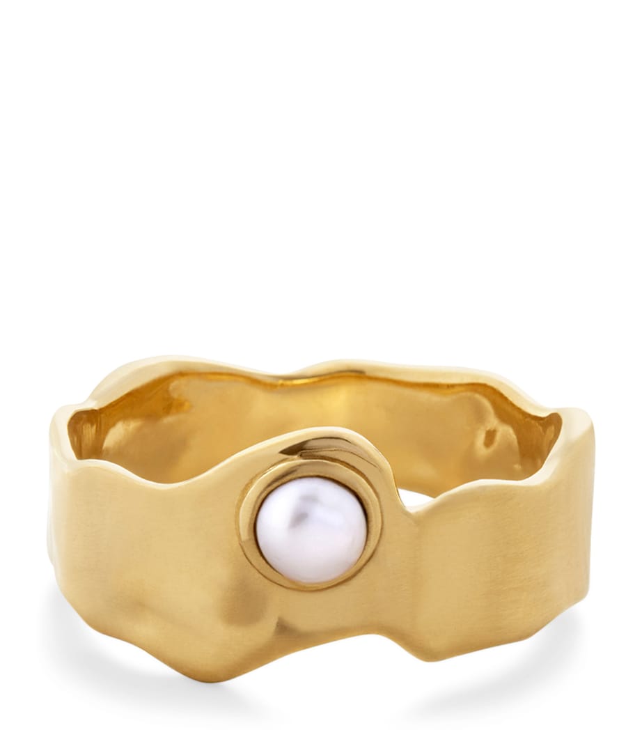 Monica Vinader gold vermeil pearl Capri stacking ring - British product