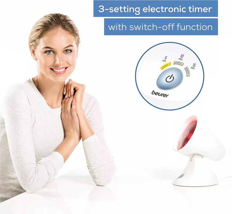 Beurer IL35 white infrared lamp with digital timer, imported from the UK