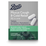 Boots Pharmaceuticals Mucus Cough & Cold Relief All In One 16 Tablets GOODS Boots   