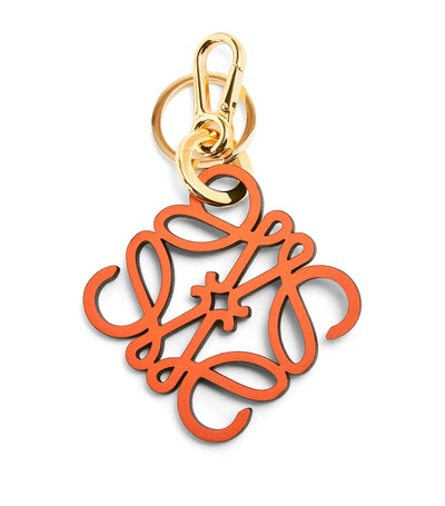 Leather Handbag Charm with Clip Fastening and Anagram Motif, 12 cm x 8 cm x 0.5 cm