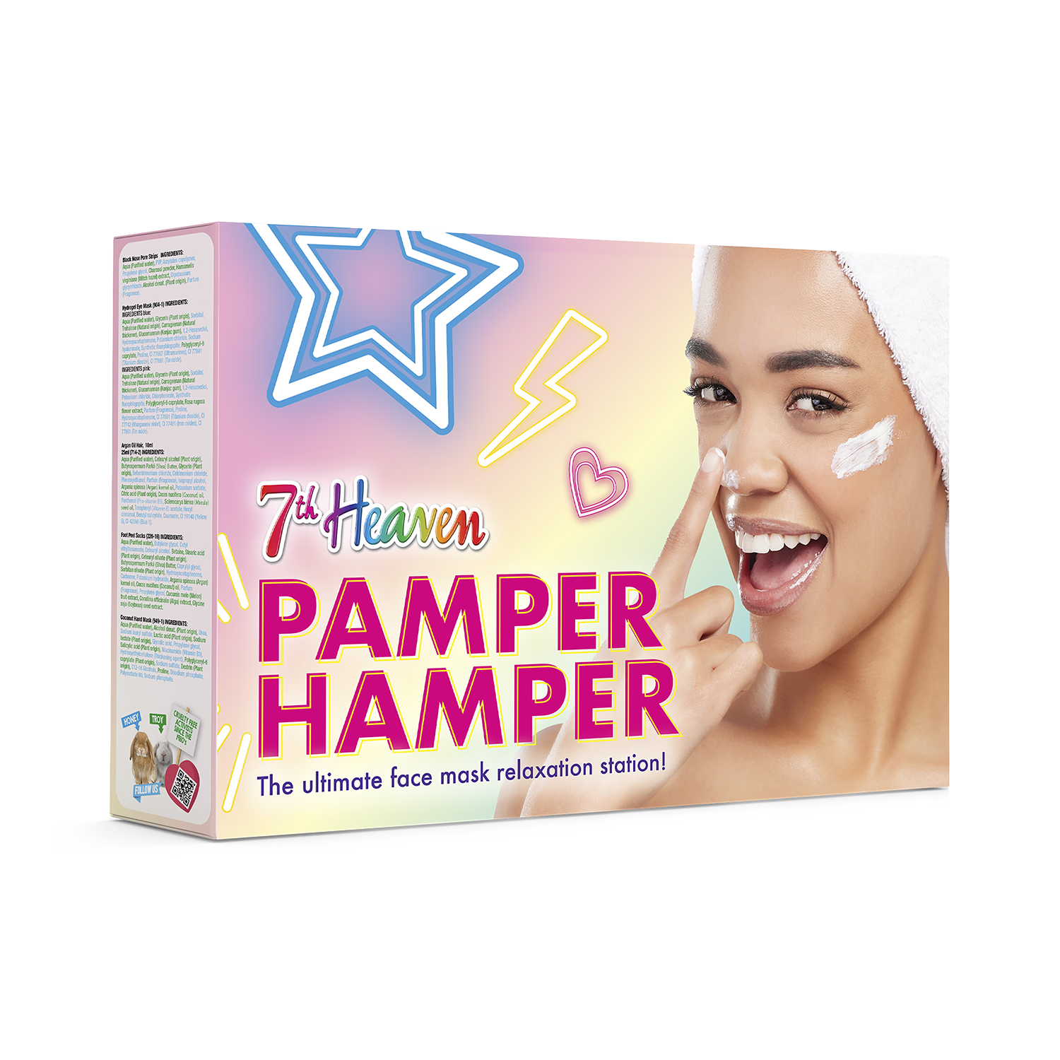 Pamper Hamper gift set with face masks and hair treatments, UK version