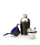 Aspinal of London leather-bound stainless steel flask and cup set - British product