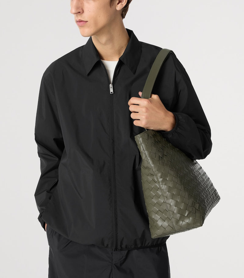 Bottega Veneta small leather zipped tote bag intrecciato weave (British brand)