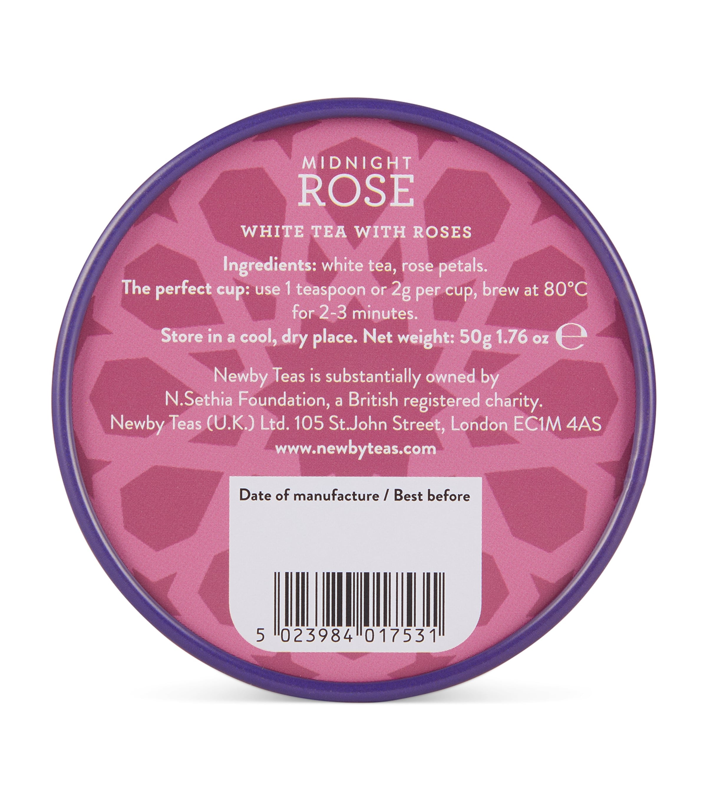 NEWBY Midnight Rose loose leaf tea 50g, imported from the UK
