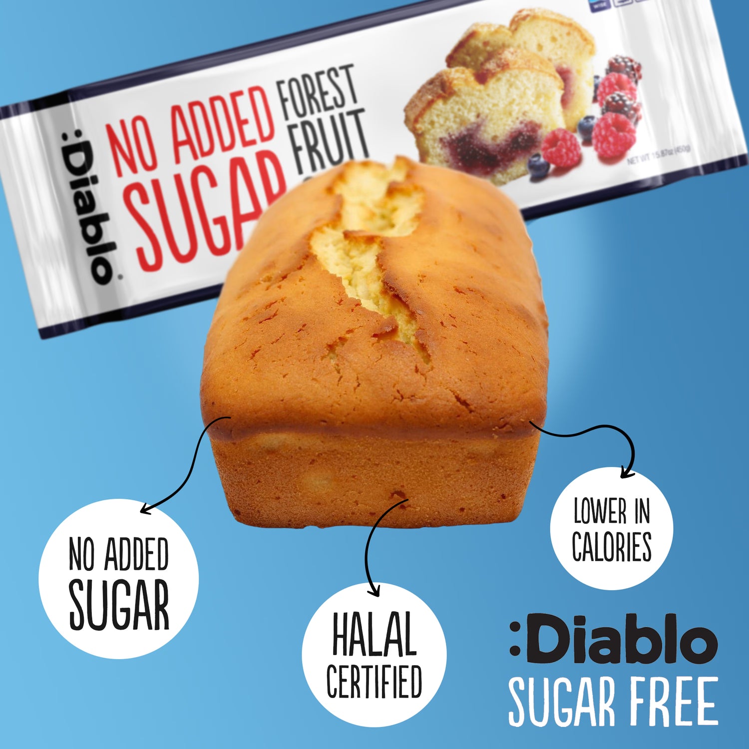 Diablo forest fruit cake no added sugar 450g (British brand)