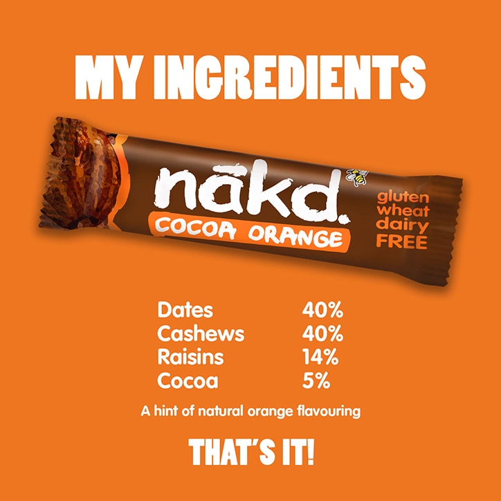 Nakd Raw Fruit & Nut Blueberry Muffin Bar 35g GOODS Holland&Barrett Cocoa Orange 18x35 g