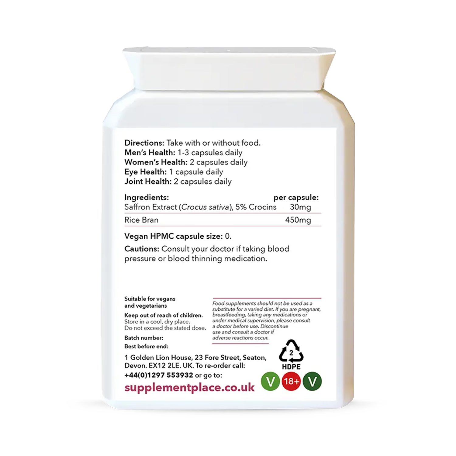 Supplement Place saffron extract 30mg 5% crocins 60 capsules - British product