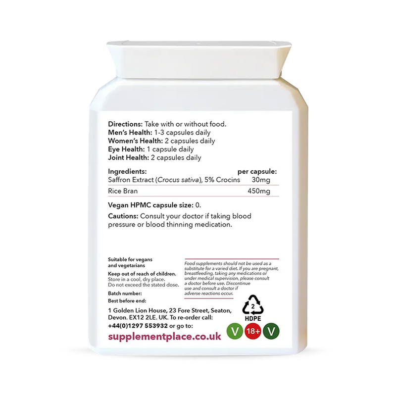 Supplement Place saffron extract 30mg 5% crocins 60 capsules - British product