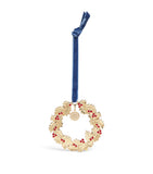 Harrods metal holly wreath Christmas tree decoration with glass berries, UK version