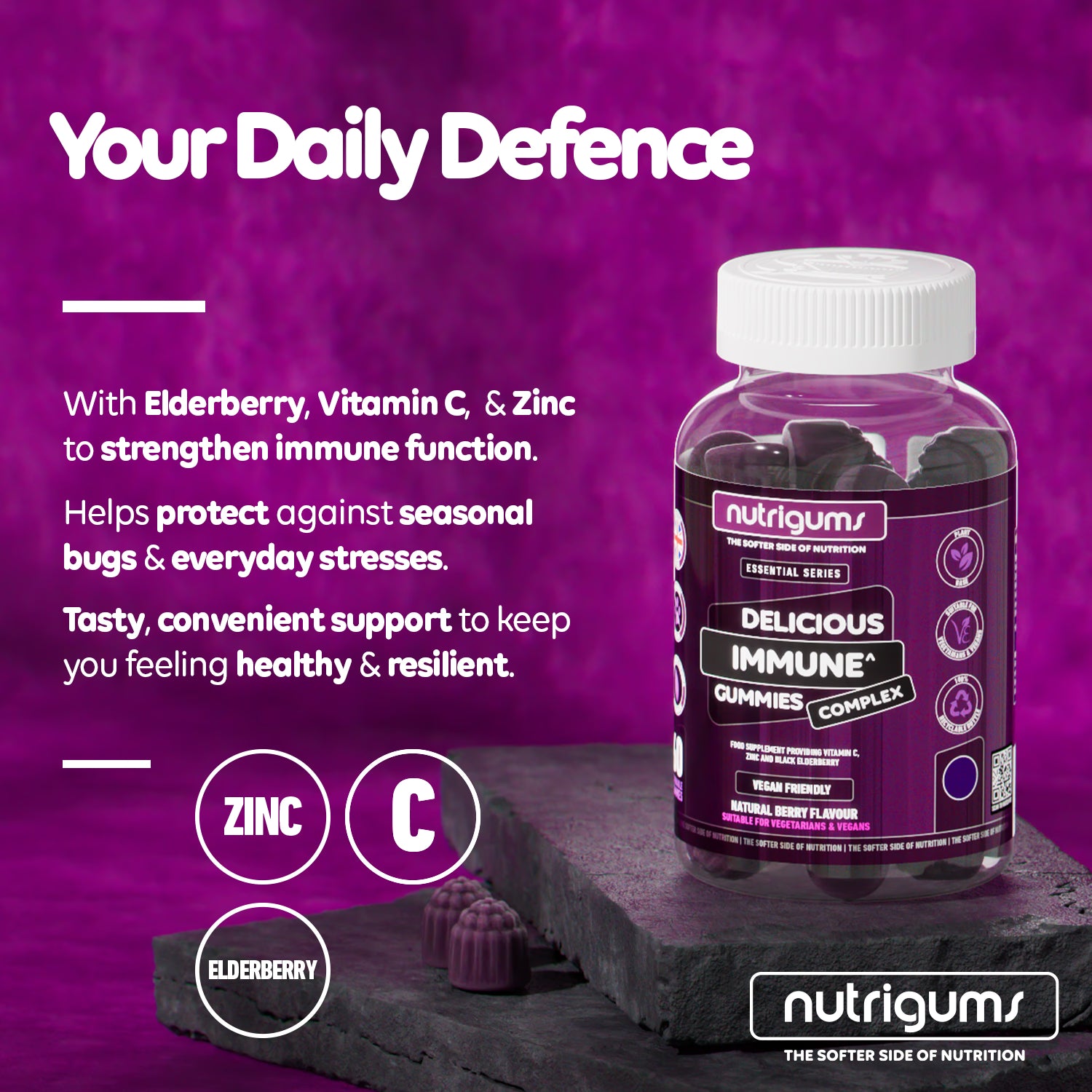 Nutrigums immune complex 60 gummies, imported from the UK