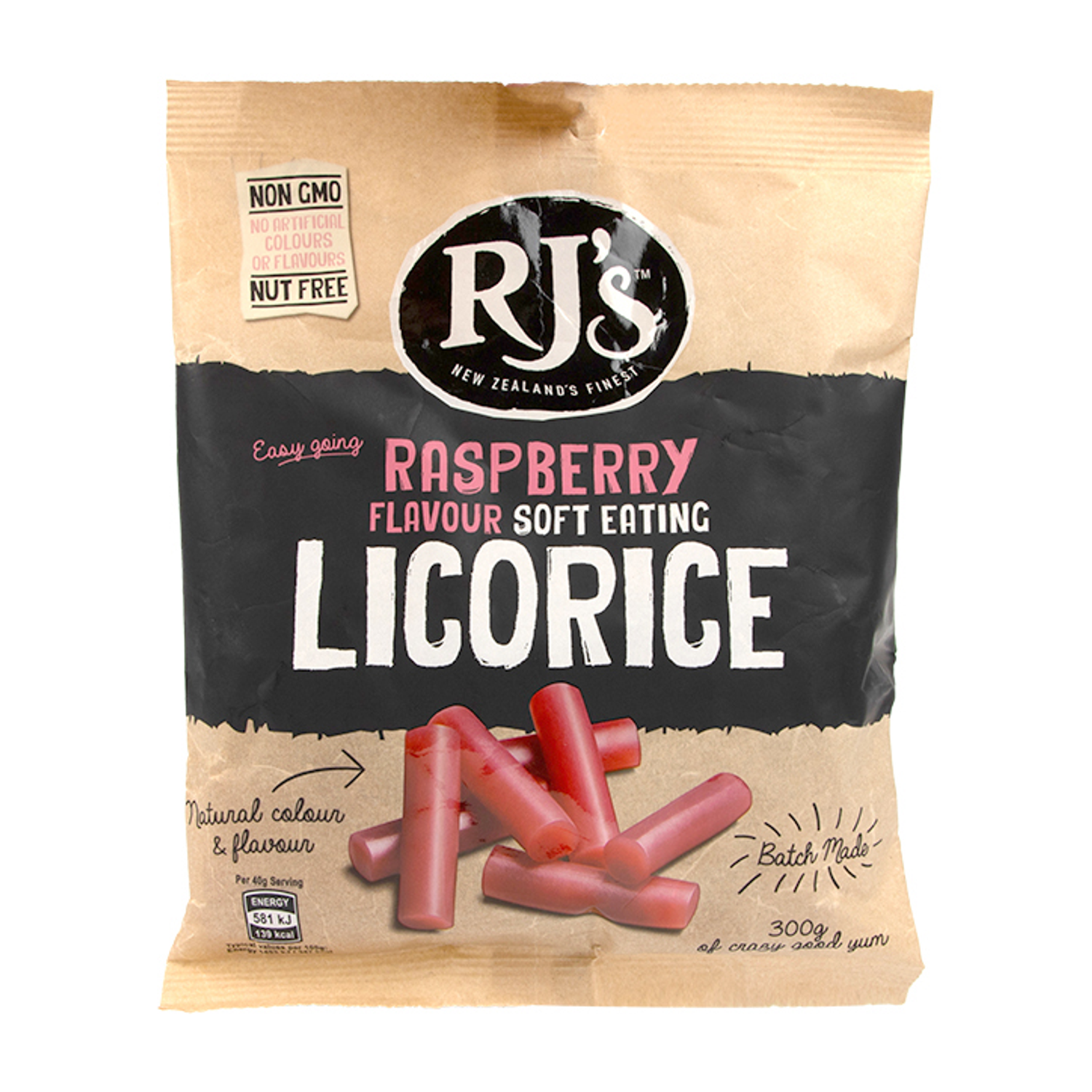 RJs Natural Licorice Raspberry 300g - Raspberry