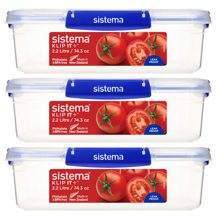 Sistema Klip It Plus Rectangular Food Storage 2.2L 3 Pack GOODS ASDA   