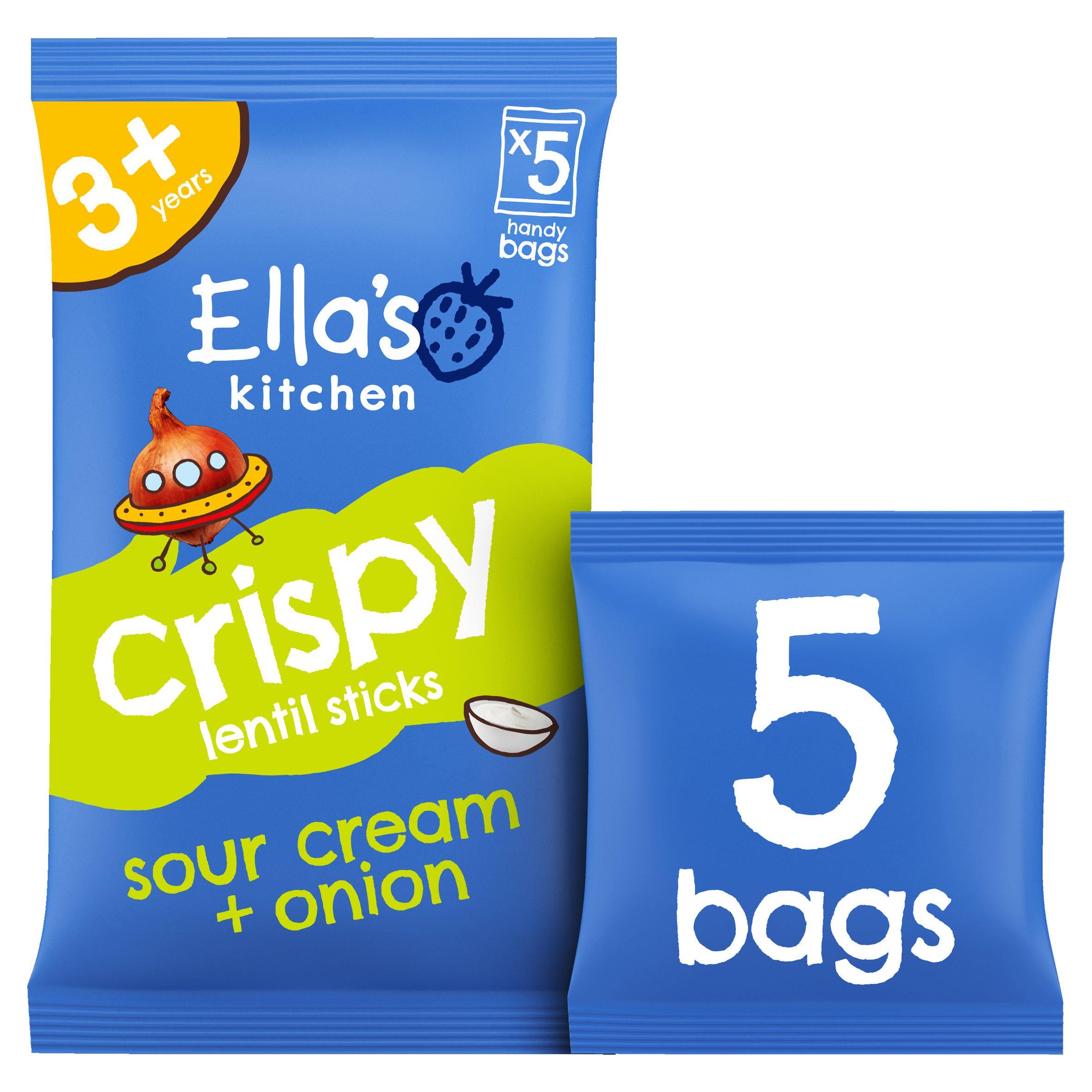 Ella's Kitchen Organic Crispy Sour Cream & Lentil Crisps Kids Snack Multipack 3+ Years 5x10g GOODS Sainsburys   