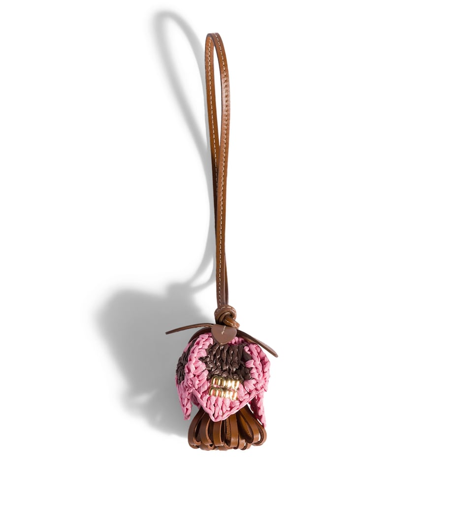 Miu Miu skinn-garn vevd nøkkelring H5cm x B6cm, britisk versjon