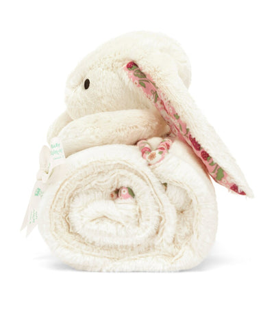Soft Bunny Blankie with Strawberry-Themed Ears and Printed Edging, 56cm x 70cm, for Newborns
