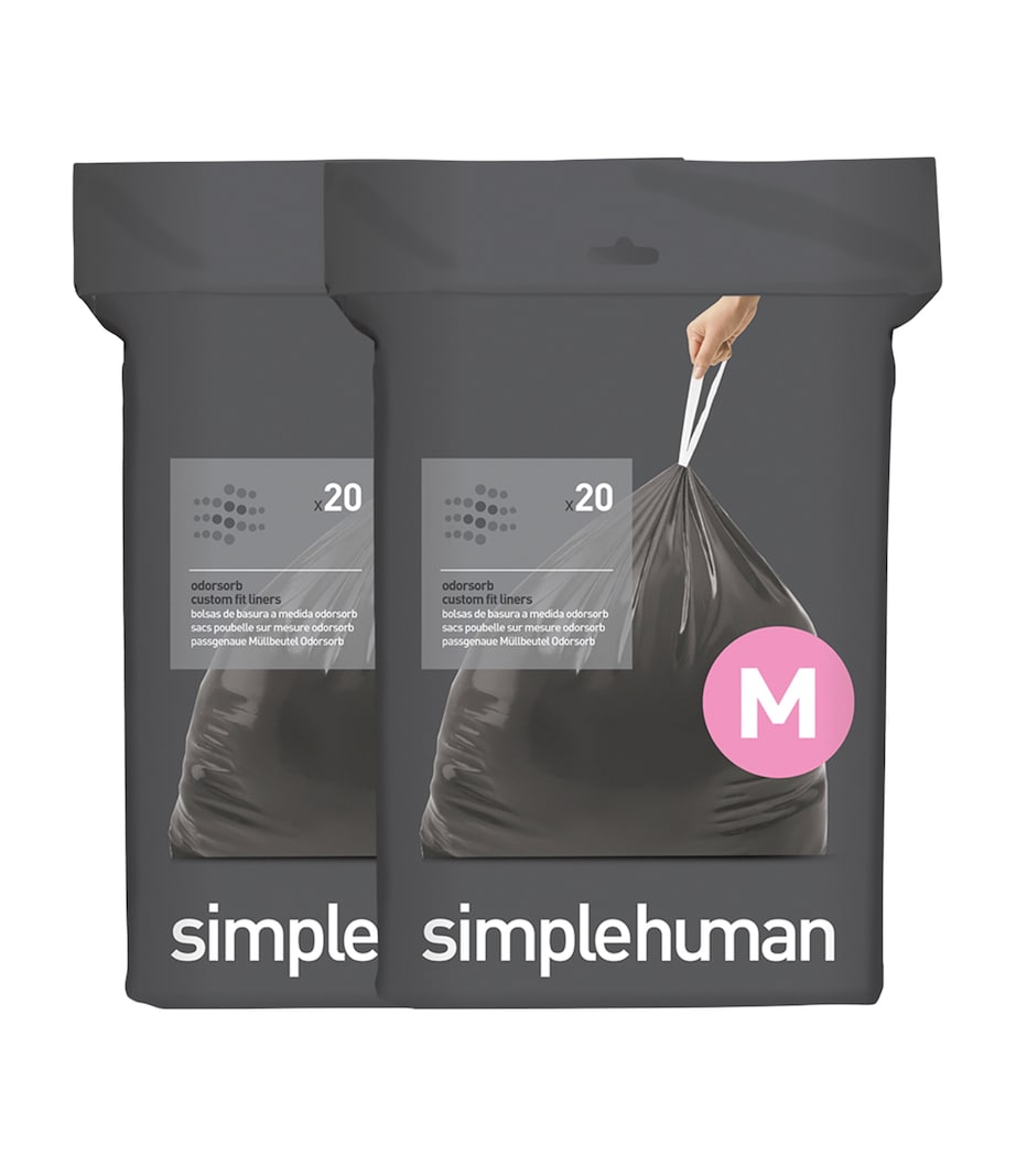 Simplehuman Custom Fit bin liners Code M pack of 40 (British brand)