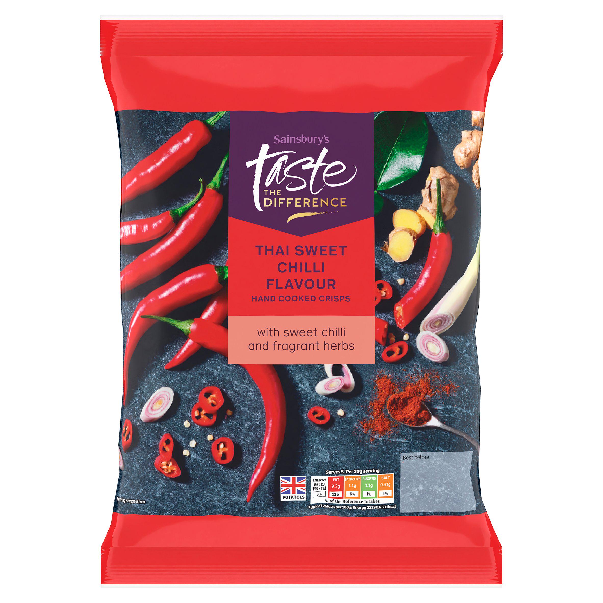 Sainsbury's Thai Sweet Chilli Crisps, Taste The Difference 150g Sharing crisps Sainsburys   