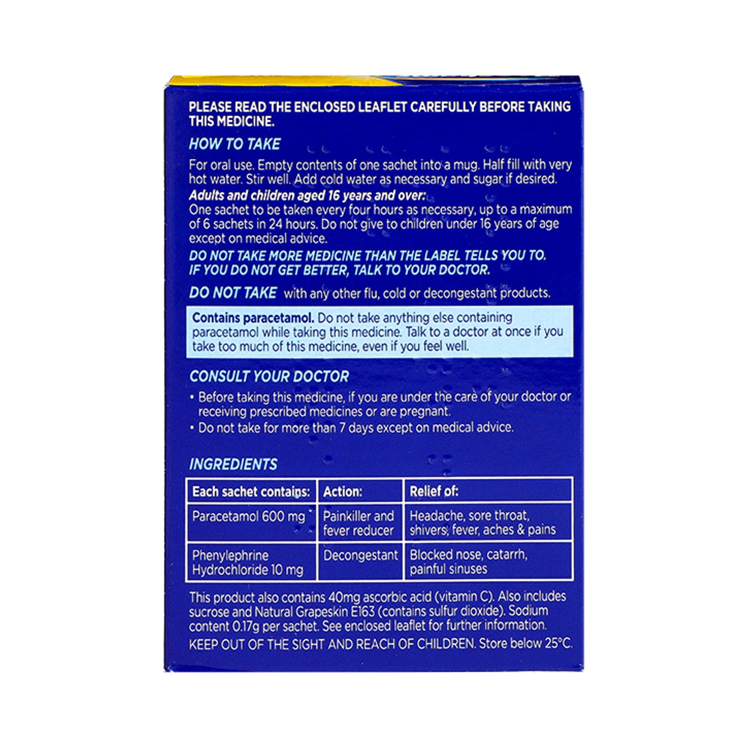Beechams Cold & Flu Sachets Blackcurrant 5 Pack - British product