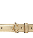Jimmy Choo Helina mini leather belt with gold buckle, imported from the UK